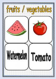 English Worksheet: FRUITS / VEGETABLES FLASHCARD or POSTER ( Part : 3 )   |  TWO PAGES  |