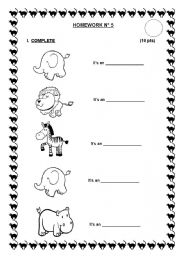 English Worksheet: TEST ABOUT ANIMALS (1st PART)