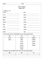 English Worksheet: Past Simple: regular verbs