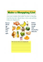 English Worksheet: make a shopping list