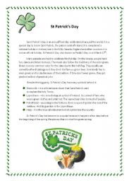 English Worksheet: St Patricks Day