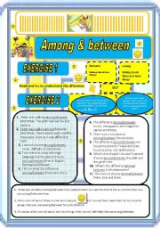 English Worksheet: AMONG & BETWEEN 