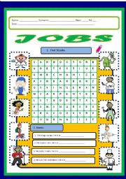 English Worksheet: Jobs wordsearch