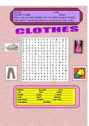 English worksheet: CLOTHES