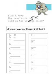 English worksheet: Find Words