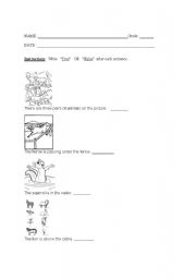 English Worksheet: Present progressive and prepositions