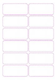 English worksheet: Game cards Template - 4 pages - 48 cards