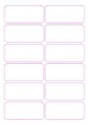 English Worksheet: Game cards Template - 4 pages - 48 cards