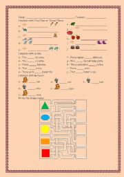 English worksheet: Shapes and Demonstrative pronous