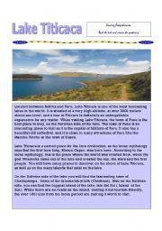 English Worksheet: Lake Titicaca Reading Comprehension