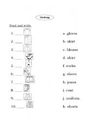 English worksheet: Clothes