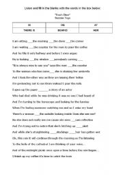 English Worksheet: Listening -Prepositions- Fill in the blank popular 80s song