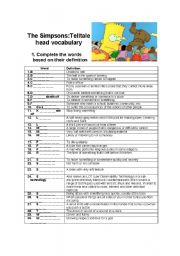English worksheet: The Simpsons Telltale Head Vocabulary