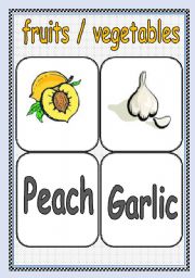 English Worksheet: FRUITS / VEGETABLES FLASHCARD or POSTER ( Part : 6 ) | TWO PAGES |