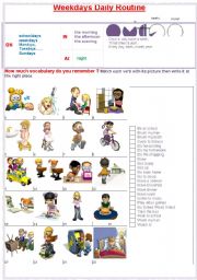 English Worksheet: Schooldays daily routine