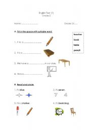 English worksheet: my class