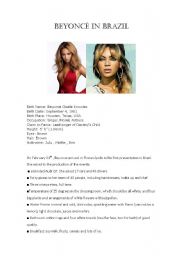 English worksheet: Reading Comprehension about Beyonc