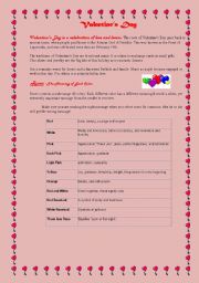 English worksheet: Valentines day