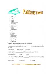 English worksheet: places in town