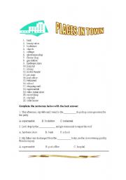 English Worksheet: places in town