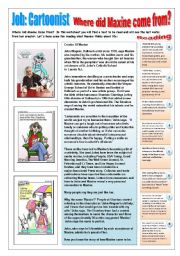 JOB - Cartoonist - (4 pages) Reading & Writing with 9 activities/questions related to cartoons