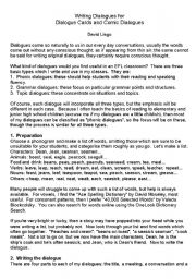 English worksheet: Writing Dialogues for Dialogue Cards and Comic Dialogues