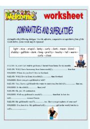 English Worksheet: Comparative and superlative 2 pages of useful dialogue