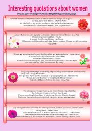 English Worksheet: Interesting quotes about women