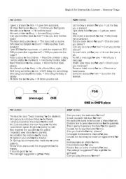 English Worksheet: For & To