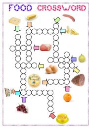 English Worksheet: food crossword  + black and white version