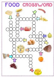 English Worksheet: food crossword  + black and white version