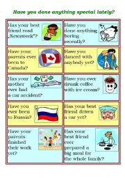 English Worksheet: Have you done anything special lately? - speaking