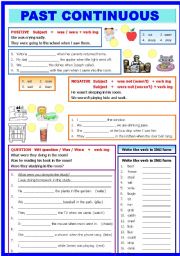 English Worksheet: Past Continuous - B/W