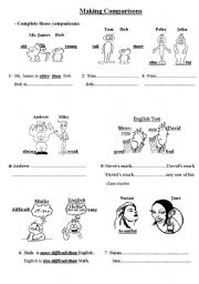 English Worksheet: Making Comparaisons: The use of the comparative form 