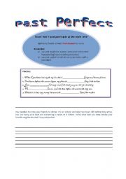 English worksheet: Past Perfect