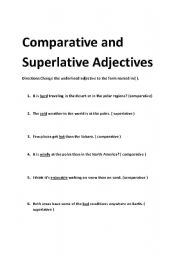 English worksheet: Comparative and Superlative Adjectives