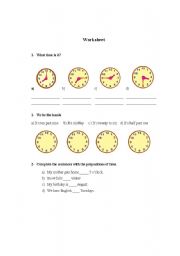 English worksheet: time