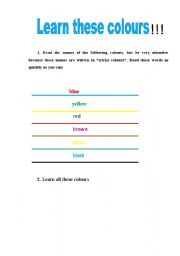English worksheet: Learn  the colours!!!