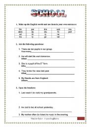 English worksheet: School