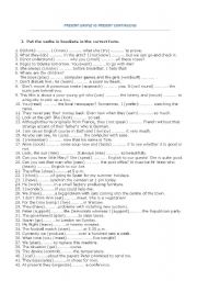 English Worksheet: present simple vs present continuous