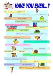 English Worksheet: Have you ever ..? - grammar and speaking