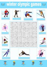 English Worksheet: Winter olympycs wordsearch