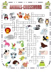 English Worksheet: Animals-Crossword (2/2)