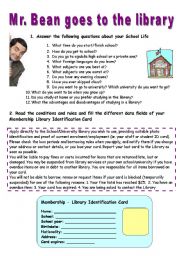 English Worksheet: Mr Bean goes to the library -  VIDEO SESSION