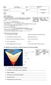 English Worksheet: Earth science test for 4th grade students
