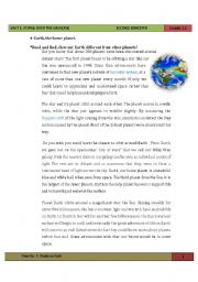 English Worksheet: Earth our home planet