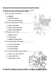 English Worksheet: Listening Test (Hansel & Gretel)