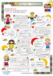 English Worksheet: Dialogue series - Olympic Games   (Grammar practice - Simple Present)