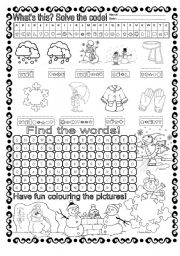 English Worksheet: Winter - Solve the code