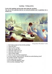 English Worksheet: Paintings description